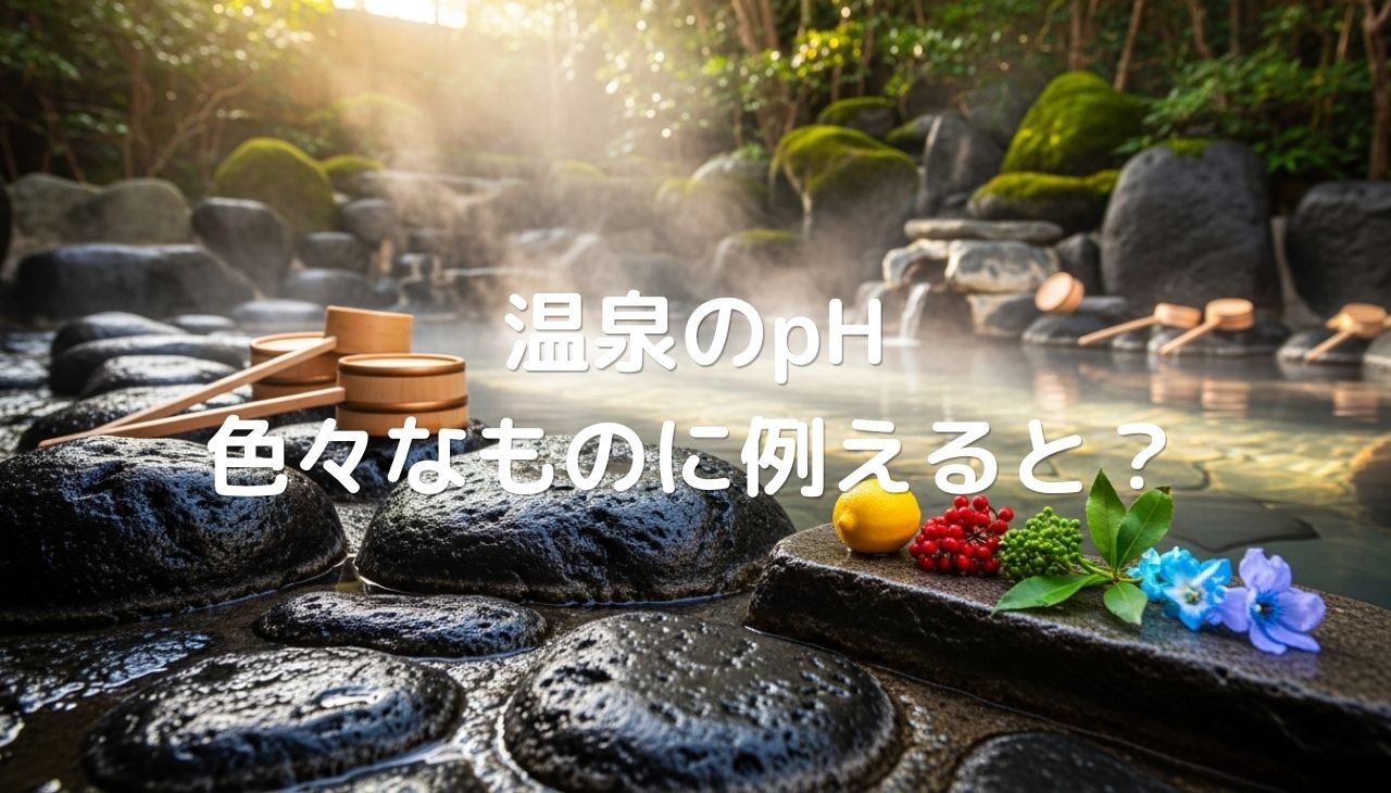 温泉のpHを色々なものに例えると？