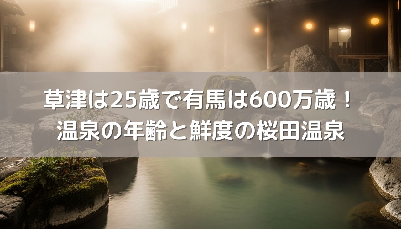 草津は25歳で有馬は600万歳！温泉の「年齢」と鮮度抜群の桜田温泉